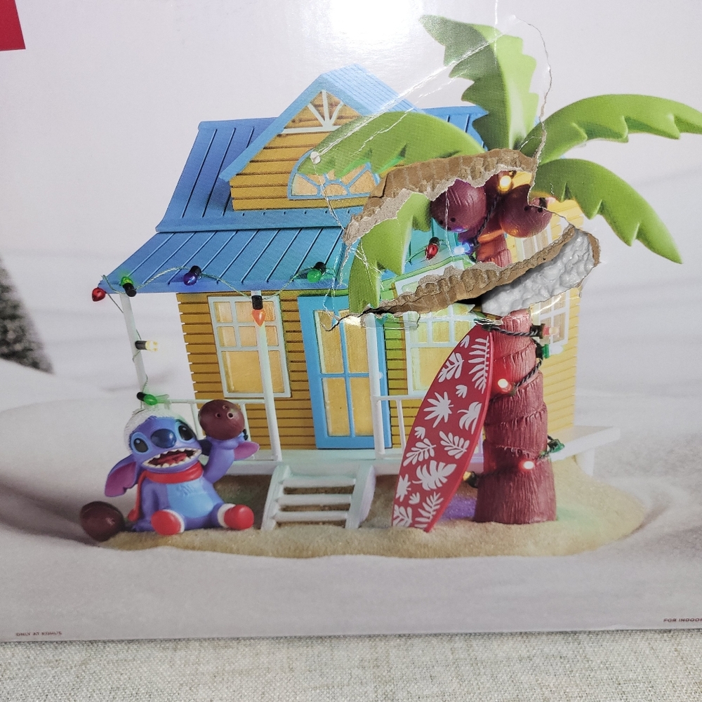 Disney Stitch Colorful Beach House Ornament with Palm Tree and Character